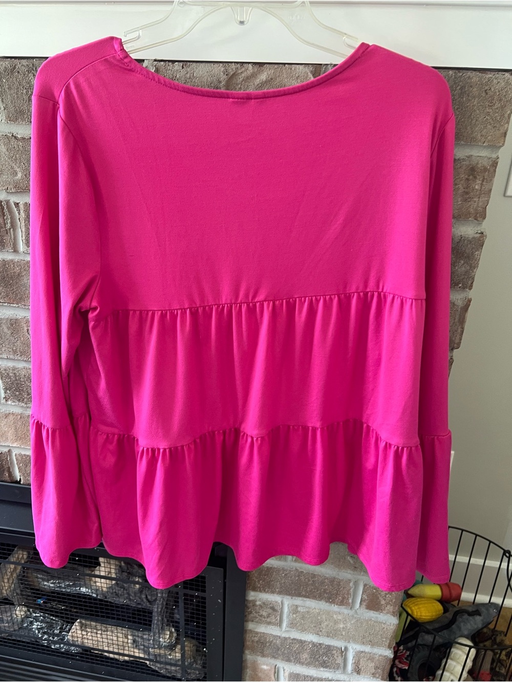 Women's Tiered Long-Sleeve Tunic in Fuchsia - Picture 3 of 3